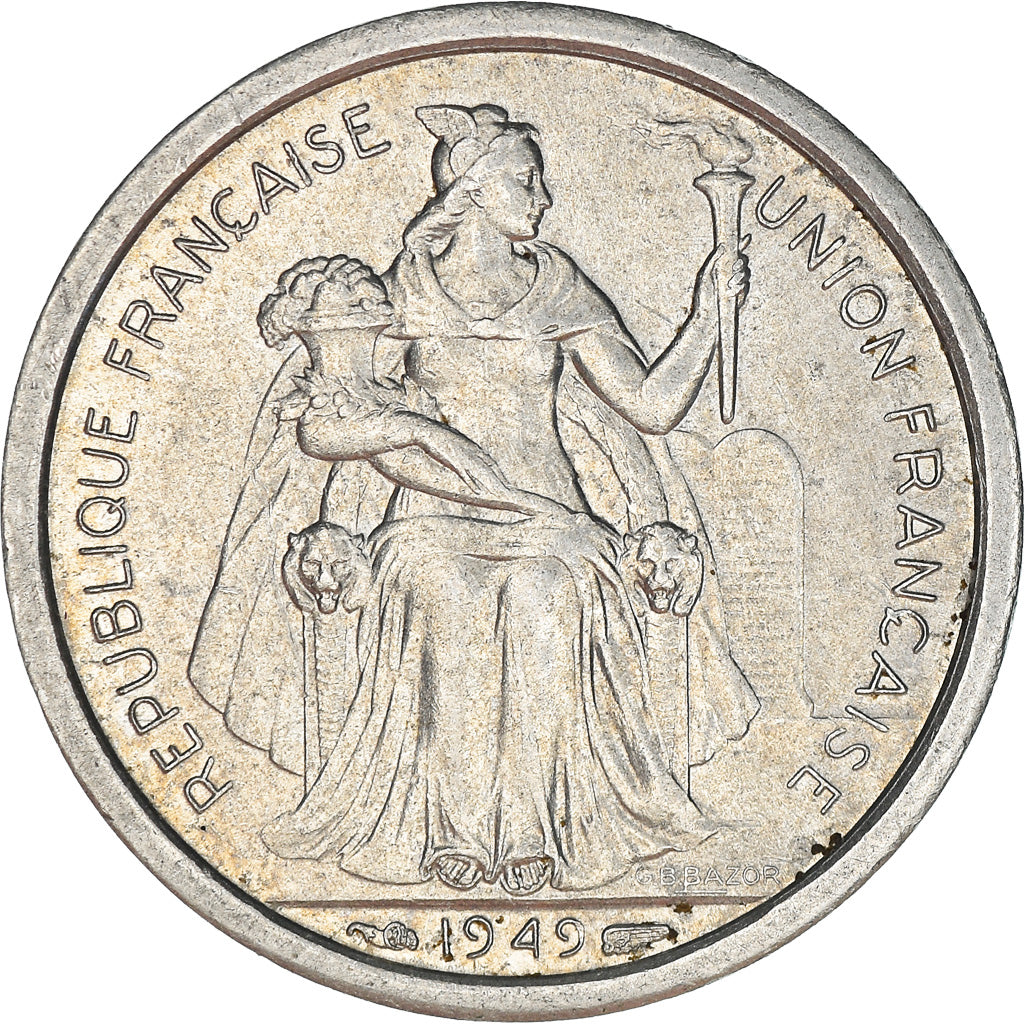 Coin, FRENCH OCEANIA, Franc, 1949, MS(63), Aluminum, KM:2