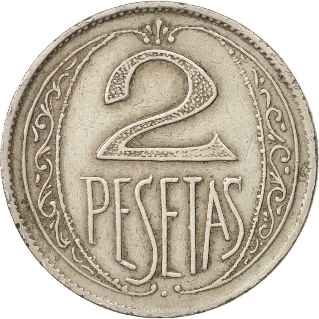Moneta, Spagna, 2 Pesetas, BB, Rame-nichel
