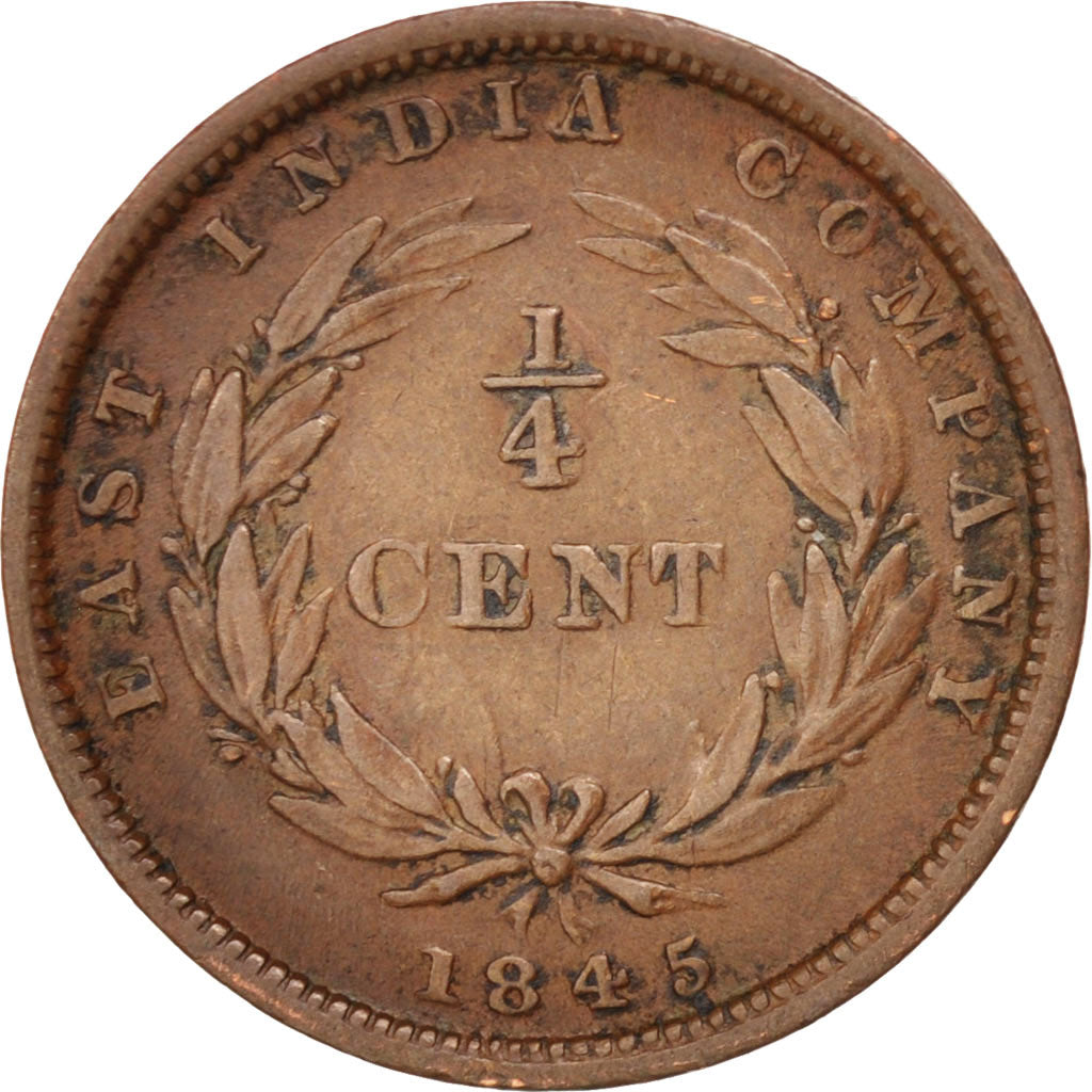 Moneta, Insediamenti dello Stretto, Victoria, 1/4 Cent, 1845, BB, Rame, KM:1