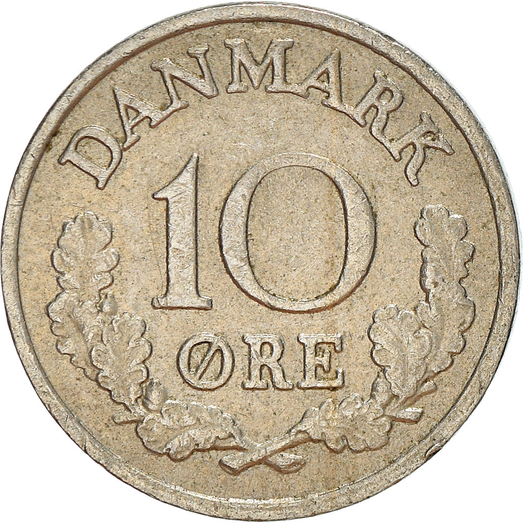 Coin, Denmark, Frederik IX, 10 Öre, 1962, Copenhagen, VF(30-35), Copper-nickel