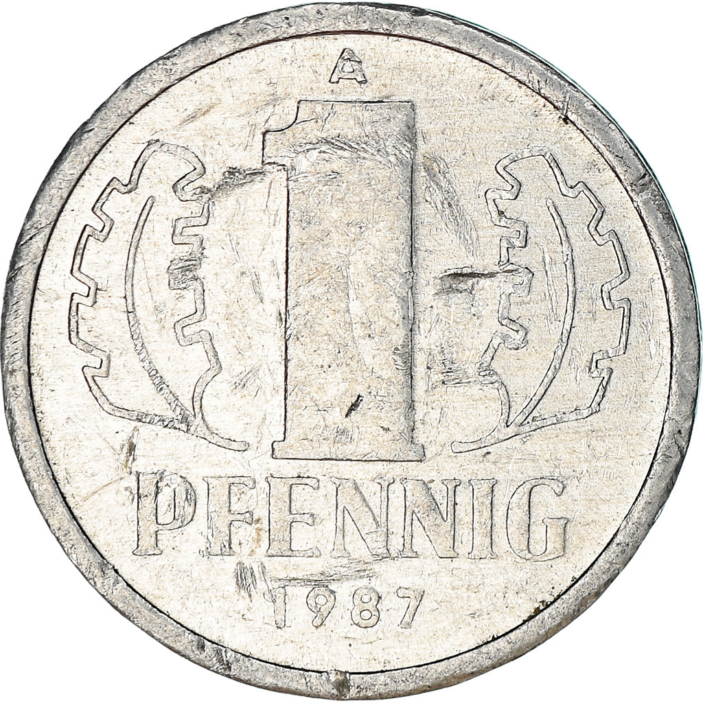 Coin, GERMAN-DEMOCRATIC REPUBLIC, Pfennig, 1987, Berlin, EF(40-45), Aluminum