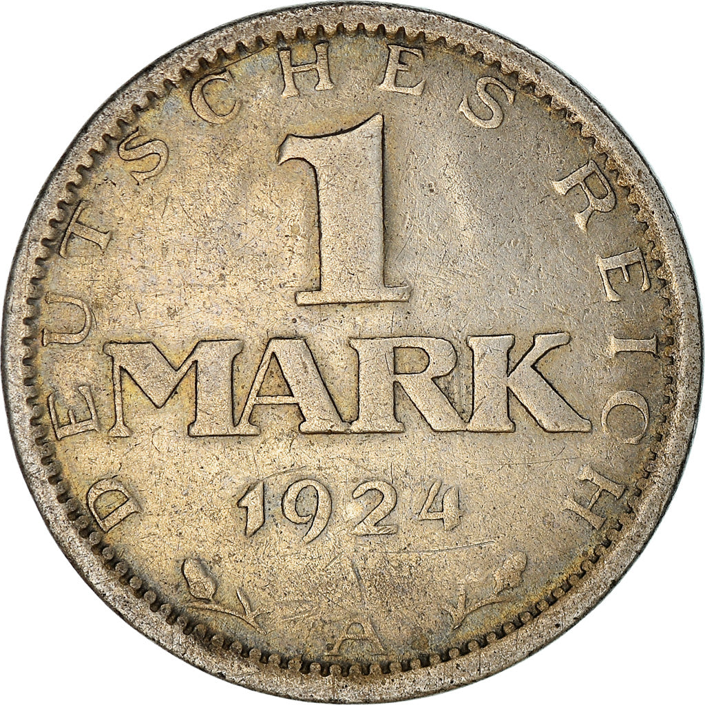 Coin, GERMANY, WEIMAR REPUBLIC, Mark, 1924, Berlin, VF(30-35), Silver, KM:42