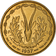 Coin, French West Africa, 25 Francs, 1957, Paris, AU(50-53), Aluminum-Bronze