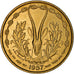 Coin, French West Africa, 25 Francs, 1957, Paris, AU(50-53), Aluminum-Bronze