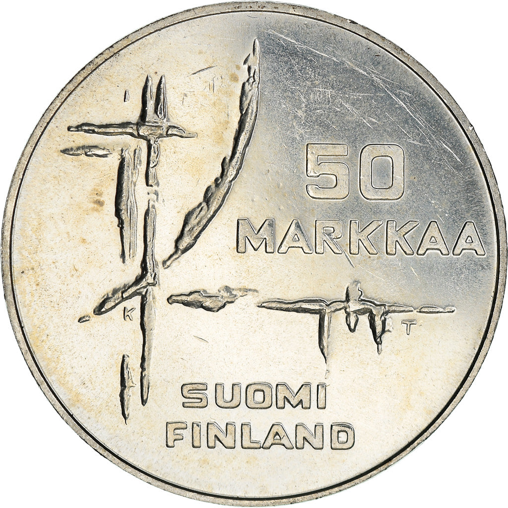 Coin, Finland, 50 Markkaa, 1982, AU(50-53), Silver, KM:60
