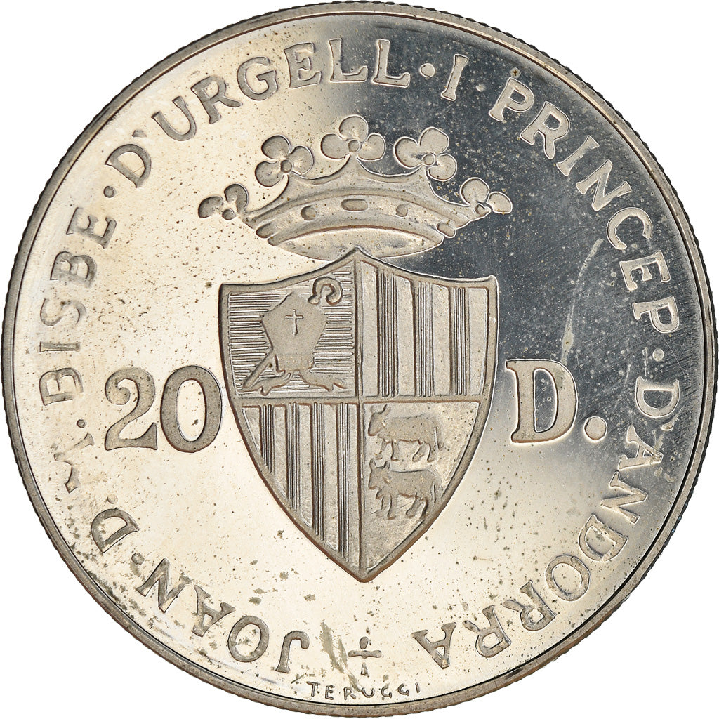Coin, Andorra, 20 Diners, 1984, BE, EF(40-45), Silver, KM:23.