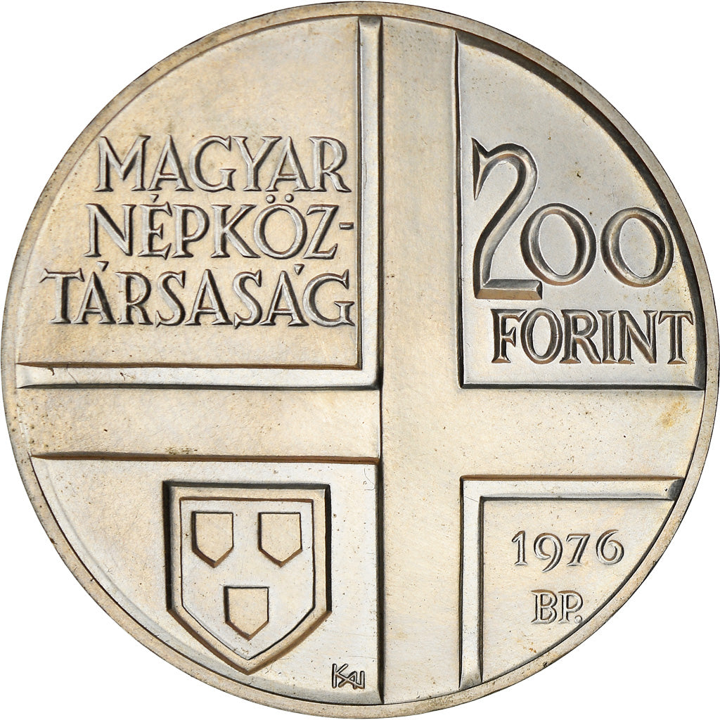 Coin, Hungary, Pal Szinyei Merse, 200 Forint, 1976, MS(63), Silver, KM:608