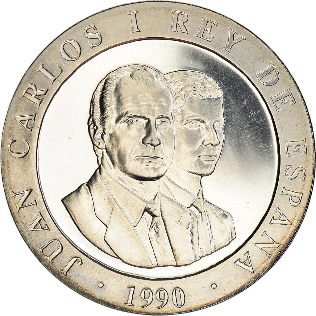 Coin, Spain, Juan Carlos I, 2000 Pesetas, 1990, BE, MS(63), Silver, KM:859
