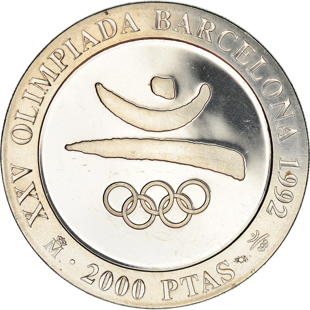 Coin, Spain, Juan Carlos I, 2000 Pesetas, 1990, BE, MS(63), Silver, KM:859