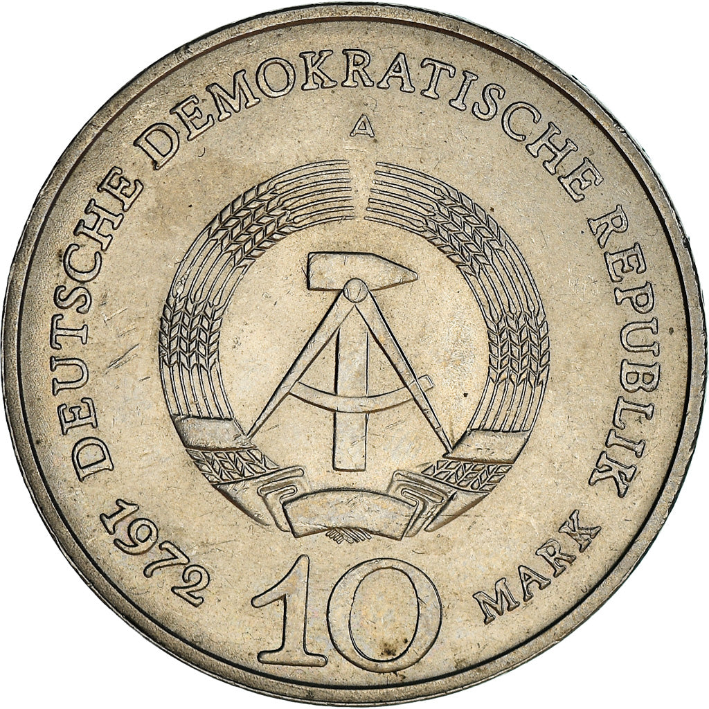 Coin, GERMAN-DEMOCRATIC REPUBLIC, 10 Mark, 1972, Berlin, VF(30-35)