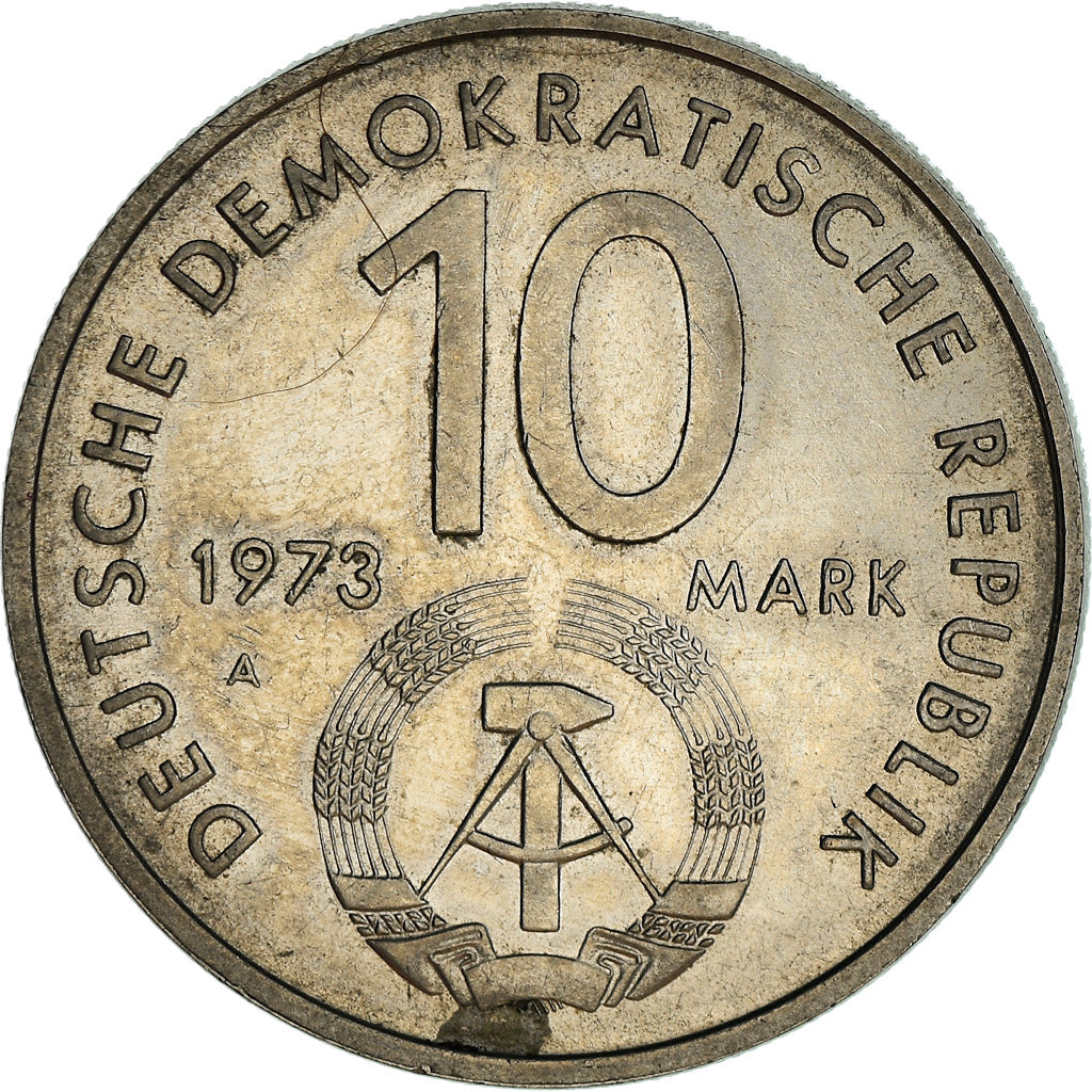 Coin, GERMAN-DEMOCRATIC REPUBLIC, 10 Mark, 1973, Berlin, VF(30-35)