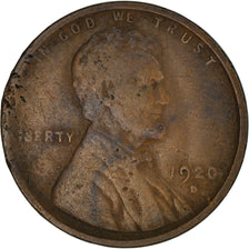 Coin, United States, Lincoln Cent, Cent, 1920, U.S. Mint, Denver, VF(20-25)