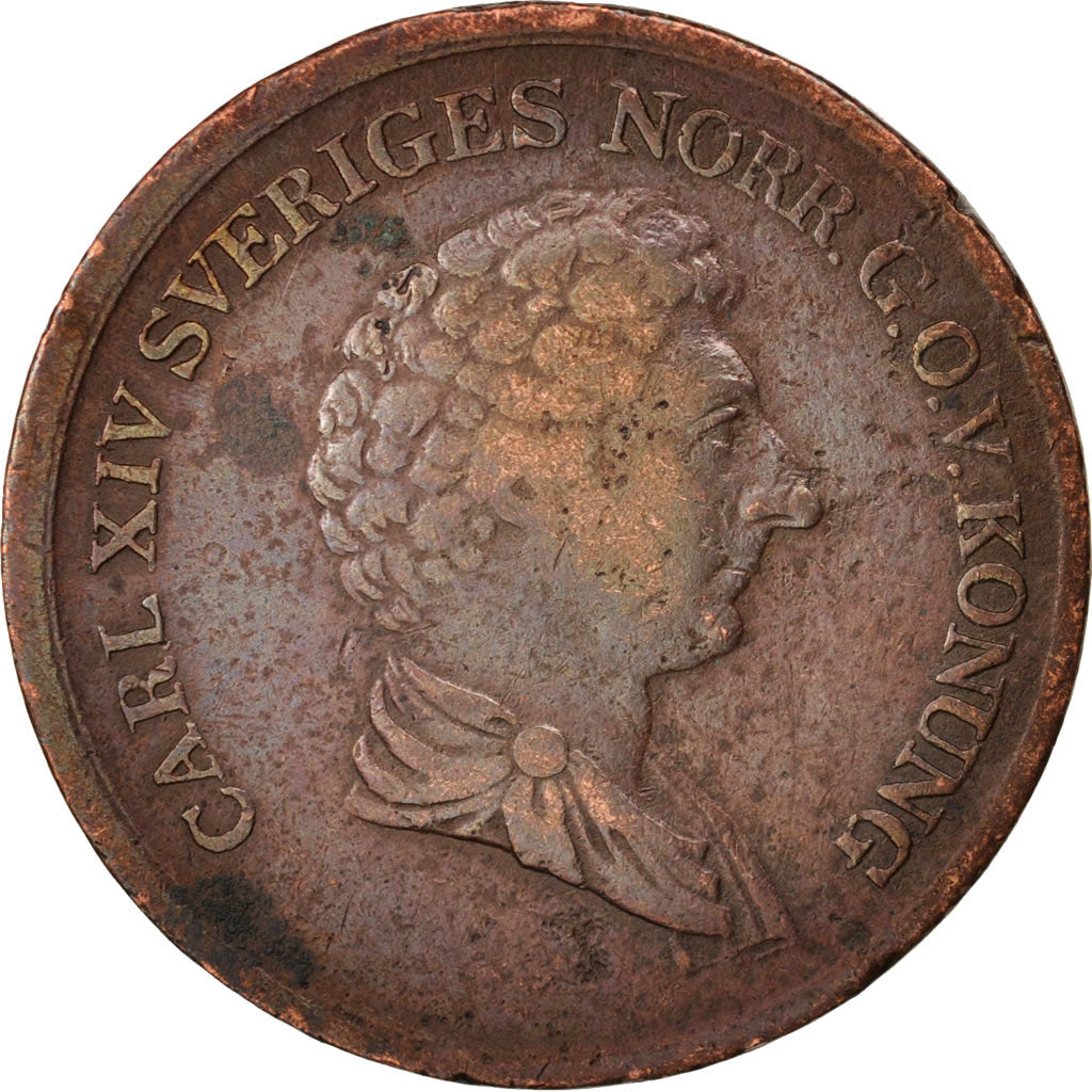 Svezia, Carl XIV Johan, 2/3 Skilling, 1837, MB+, Rame, KM:641