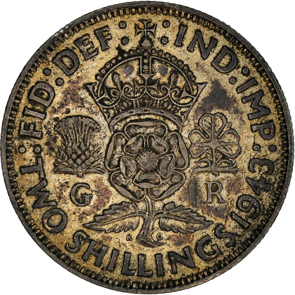 Coin, Great Britain, George VI, Florin, Two Shillings, 1943, VF(20-25), Silver
