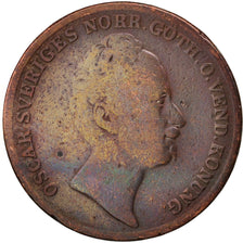 Suède, Oscar I, 2/3 Skilling, 1846, TB, Cuivre, KM:663