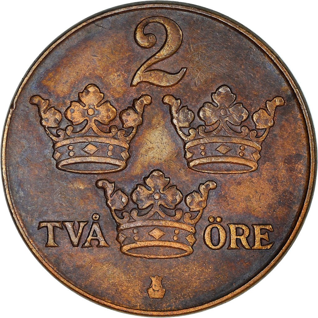 Moneda, Suecia, Gustaf V, 2 Öre, 1950, EBC, Bronce, KM:778