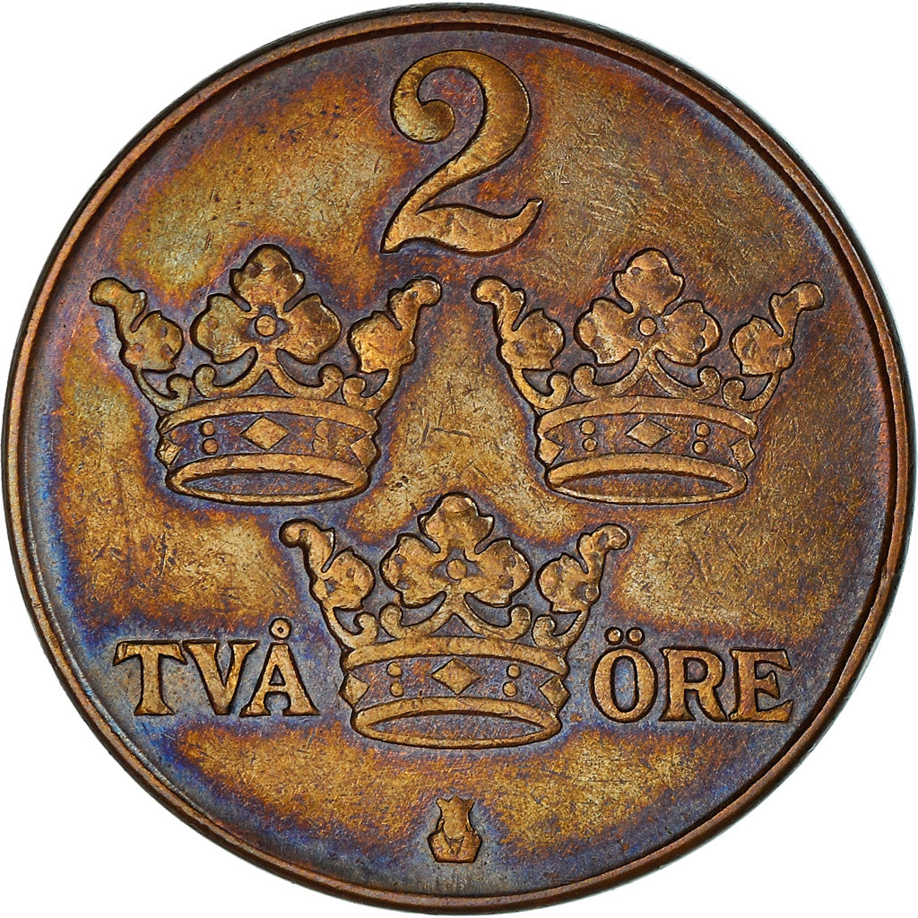 Moneda, Suecia, Gustaf V, 2 Öre, 1950, MBC+, Bronce, KM:778