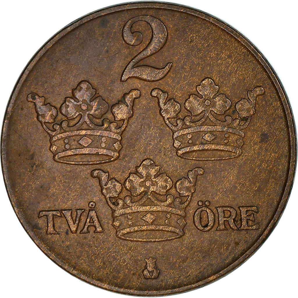 Coin, Sweden, Gustaf V, 2 Öre, 1942, EF(40-45), Bronze, KM:778