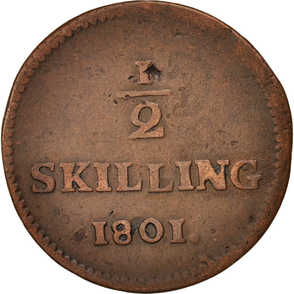 Schweden, Gustaf IV Adolf, 1/2 Skilling, 1801, VF(20-25), Copper, KM:549