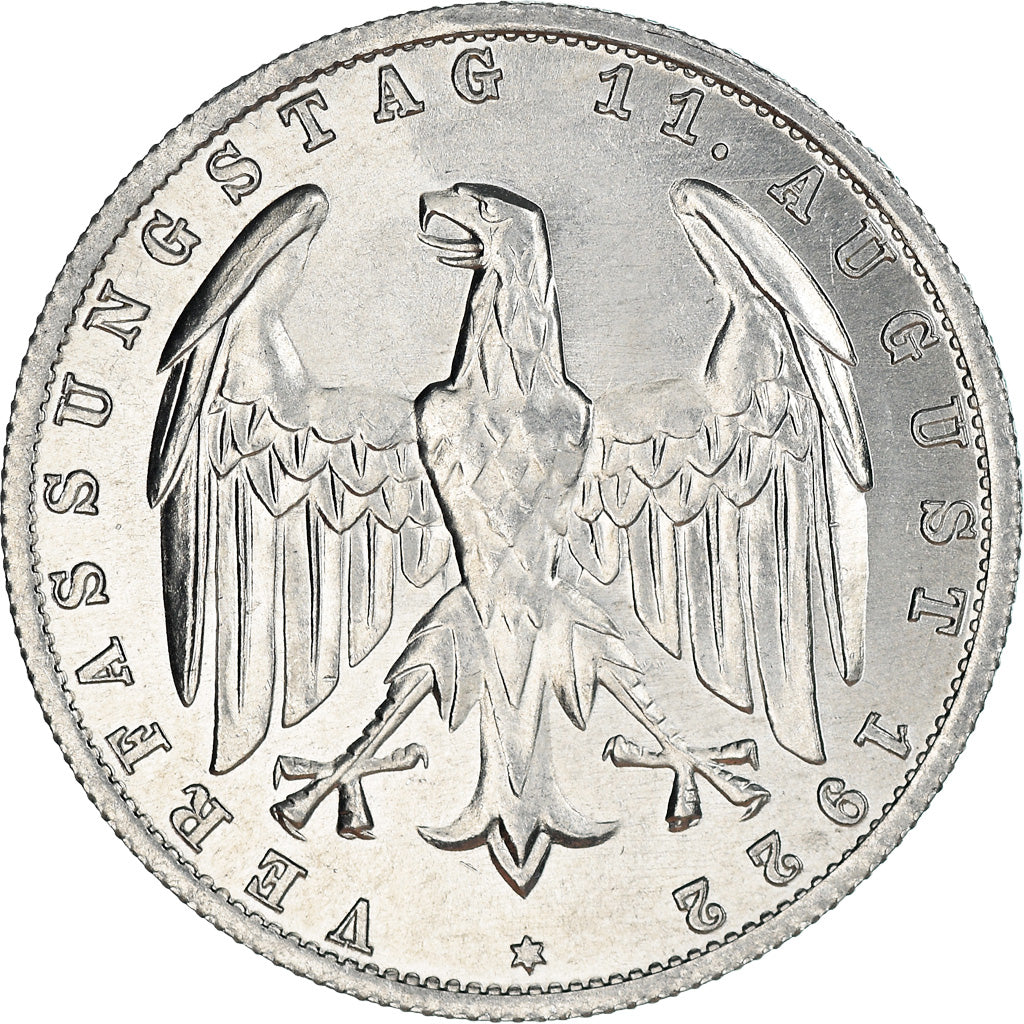 Coin, GERMANY, WEIMAR REPUBLIC, 3 Mark, 1922, Berlin, AU(50-53), Aluminum, KM:28
