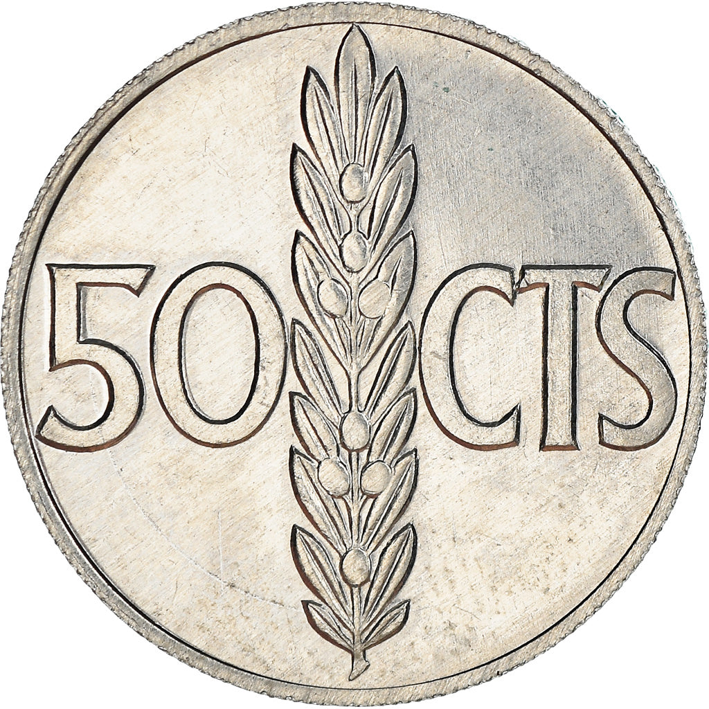Coin, Spain, Francisco Franco, caudillo, 50 Centimos, 1971, AU(50-53), Aluminum