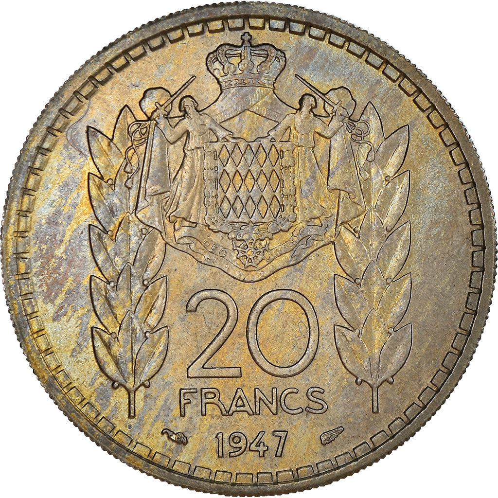 Moneta, Monaco, Louis II, 20 Francs, Vingt, 1947, BB+, Rame-nichel, KM:124