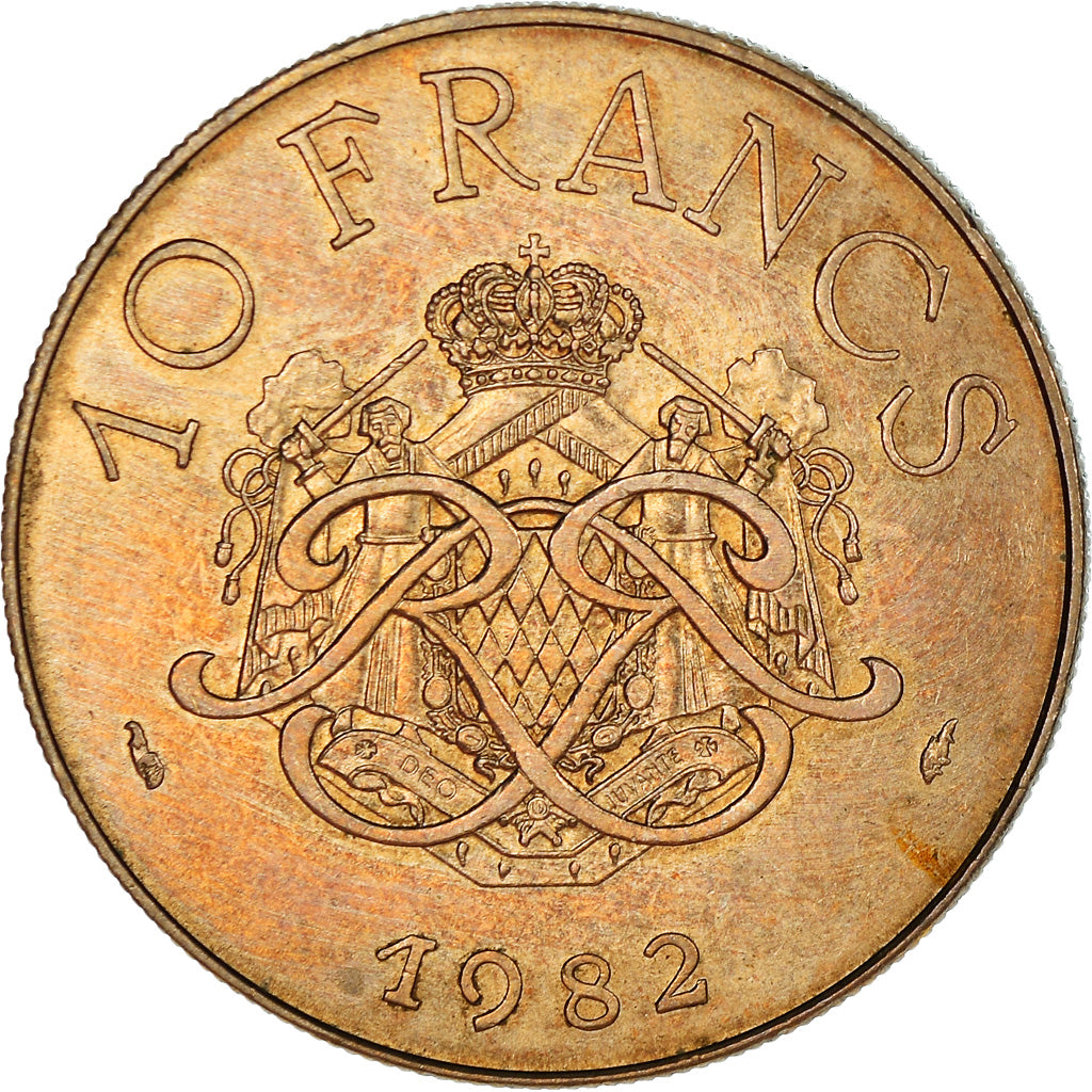 Coin, Monaco, Rainier III, 10 Francs, 1982, EF(40-45), Copper-Nickel-Aluminum