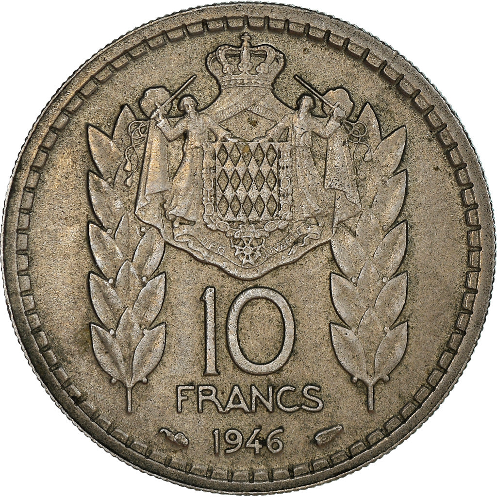 Coin, Monaco, Louis II, 10 Francs, 1946, Paris, VF(30-35), Copper-nickel
