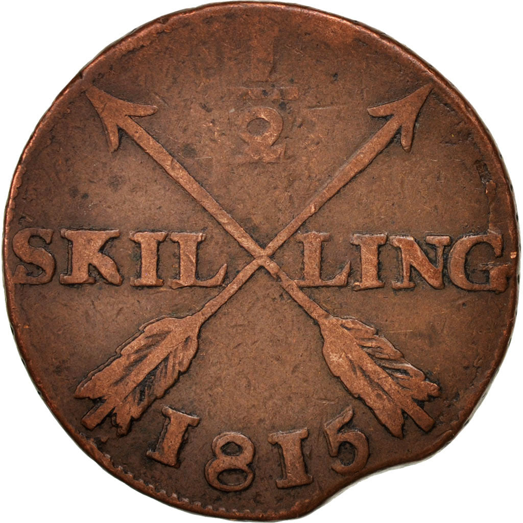 Monnaie, Suède, Carl XIII, 1/2 Skilling, 1815, TB+, Cuivre, KM:590