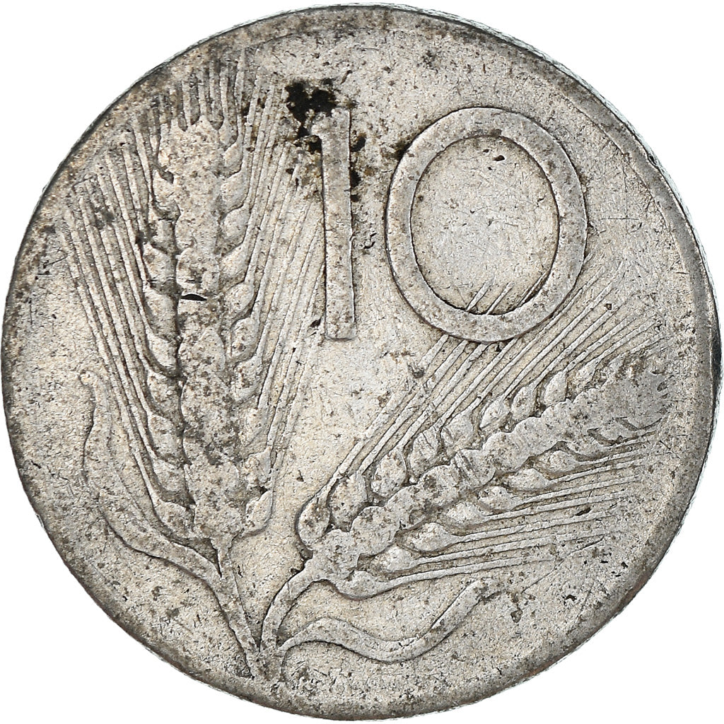 Moneta, Włochy, 10 Lire, 1954, Rome, F(12-15), Aluminium, KM:93