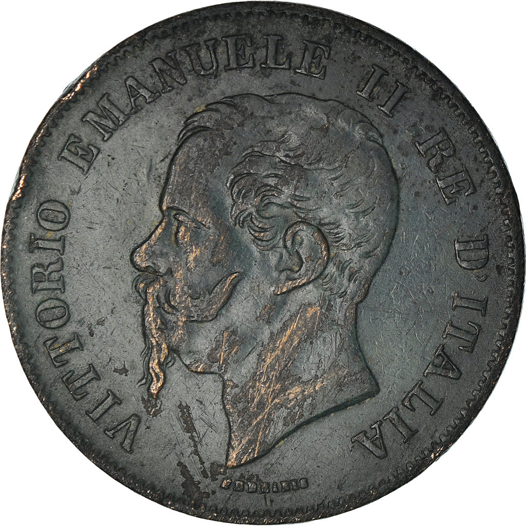 Coin, Italy, Vittorio Emanuele II, 5 Centesimi, 1862, Naples, VF(30-35), Copper