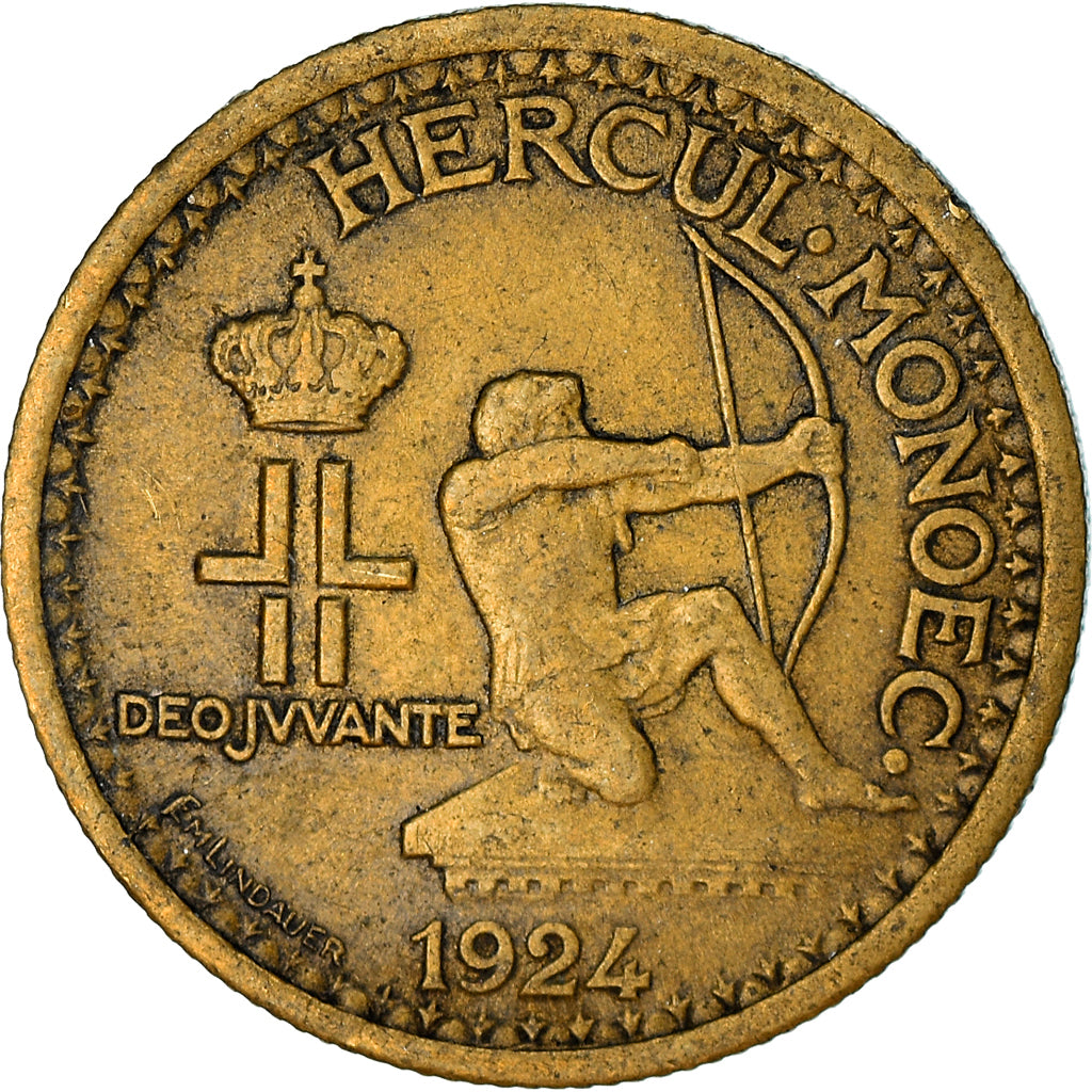 Coin, Monaco, Louis II, 50 Centimes, 1924, Poissy, VF(30-35), Aluminum-Bronze