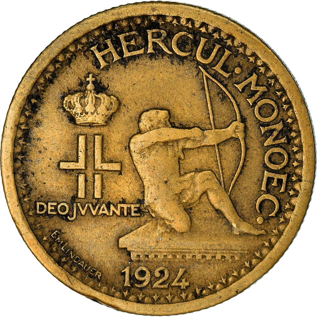 Coin, Monaco, Louis II, 50 Centimes, 1924, Poissy, VF(30-35), Aluminum-Bronze