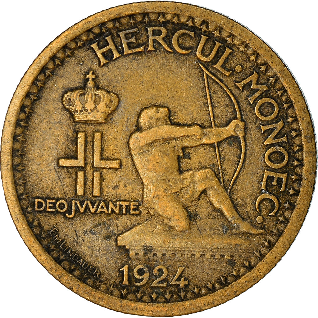 Coin, Monaco, Louis II, 50 Centimes, 1924, Poissy, VF(30-35), Aluminum-Bronze