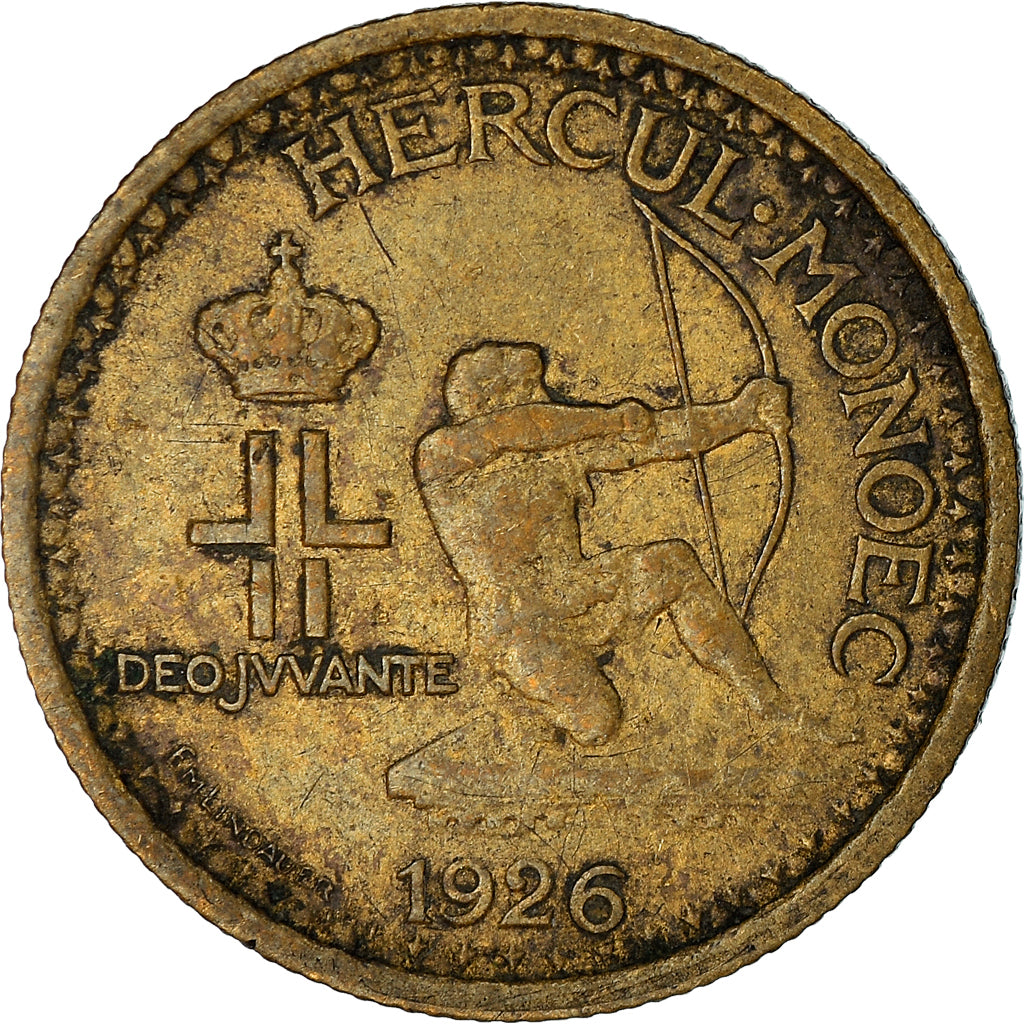 Coin, Monaco, Louis II, 50 Centimes, 1926, Poissy, VF(30-35), Aluminum-Bronze
