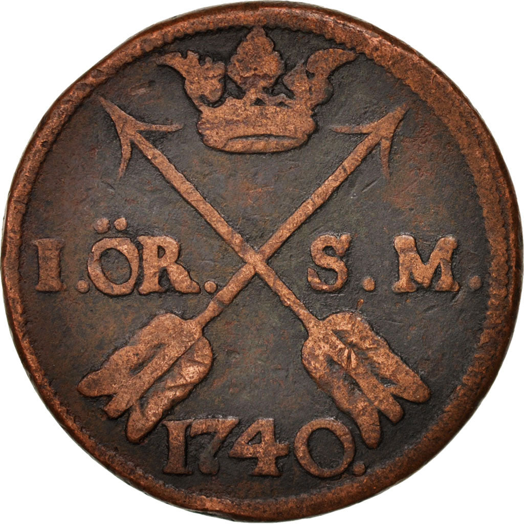 Monnaie, Suède, Frederick I, Ore, S.M., 1740, TB+, Cuivre, KM:416.1