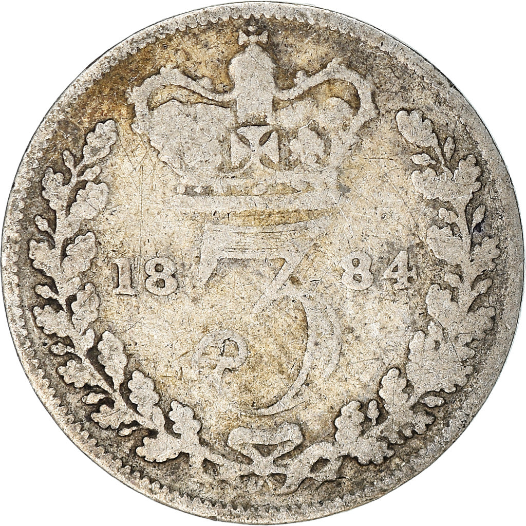 Monnaie, Grande-Bretagne, Victoria, 3 Pence, 1884, B+, Argent, KM:730