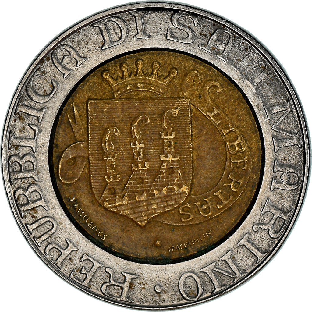 Moneda, San Marino, 500 Lire, 1989, BC+, Bimetálico, KM:239