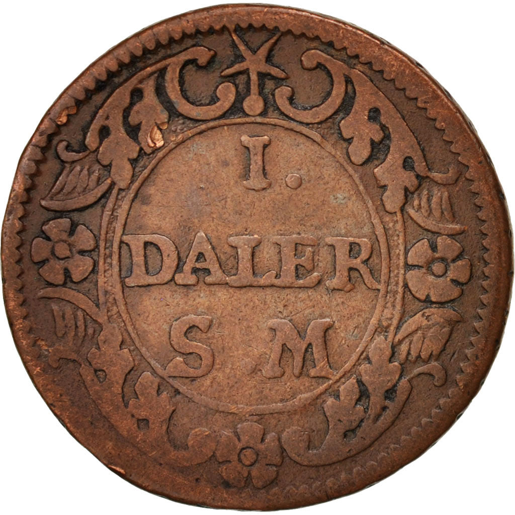 Moneta, Svezia, Carl XII, Daler, 1718, MB, Rame, KM:359