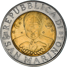 Coin, San Marino, 500 Lire, 1996, Rome, MS(63), Bi-Metallic, KM:357