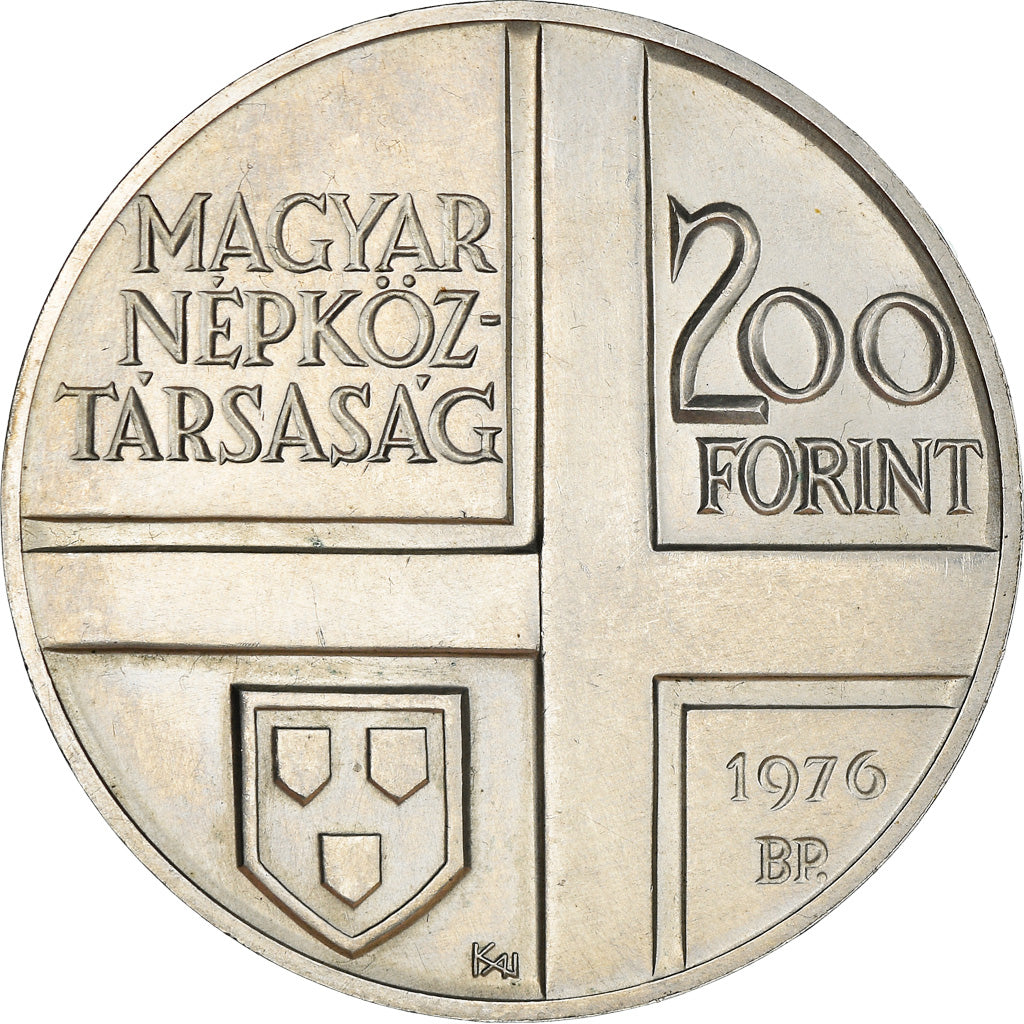 Coin, Hungary, Pal Szinyei Merse, 200 Forint, 1976, AU(50-53), Silver, KM:608