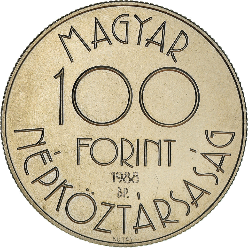 Coin, Hungary, 100 Forint, Szaz, 1988, Budapest, MS(63), Copper-nickel, KM:664