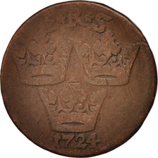 Schweden, Frederick I, Ore, K.M., 1724, AG(3), Copper, KM:383.1