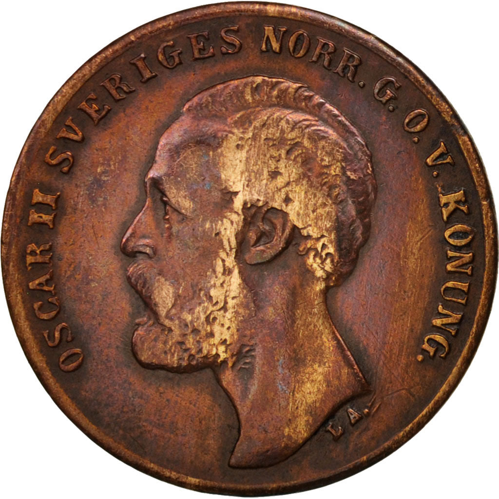 Svezia, Oscar II, Ore, 1873, BB, Bronzo, KM:728
