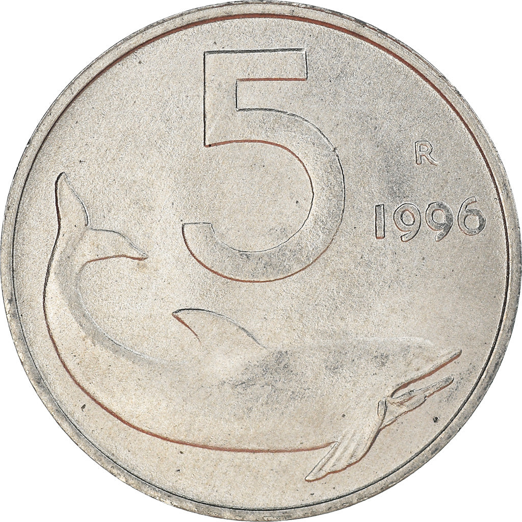 Moeda, Itália, 5 Lire, 1996, Rome, MS(65-70), Alumínio, KM:92