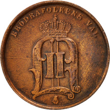 Moneda, Suecia, Oscar II, 2 Öre, 1875, MBC, Bronce, KM:735