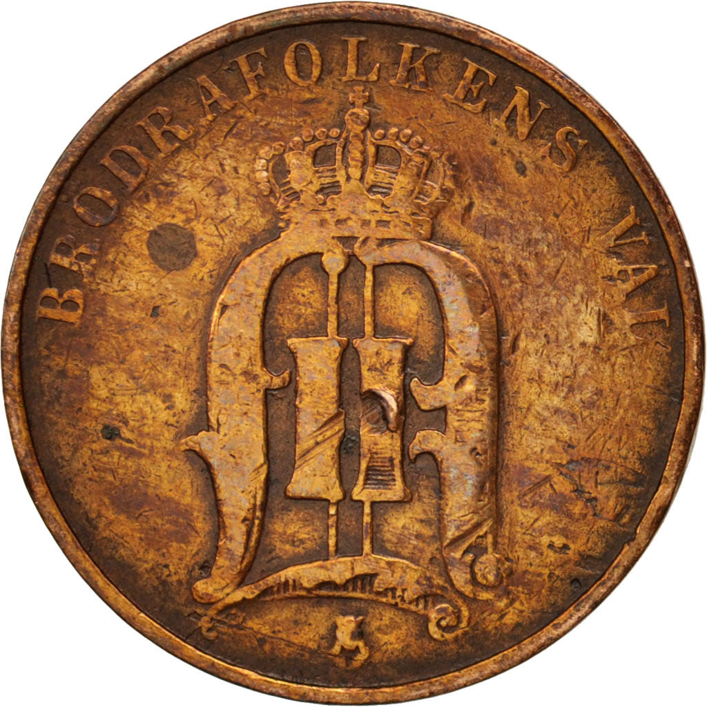 Svezia, Oscar II, 2 Öre, 1891, MB+, Bronzo, KM:746