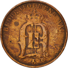 Svezia, Oscar II, 2 Öre, 1891, MB+, Bronzo, KM:746