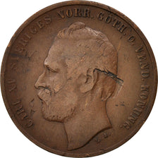 Svezia, Carl XV Adolf, 2 Öre, 1866, MB, Bronzo, KM:706