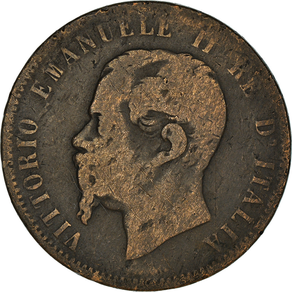 Coin, Italy, Vittorio Emanuele II, 10 Centesimi, 1862, Milan, VF(20-25), Copper